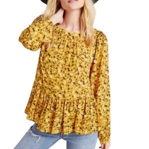 Anthropologie Maeve Yellow Floral Women's Top Size Small